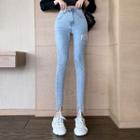 Cropped Rhinestone Skinny Jeans