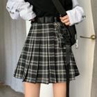 High-waist Plaid Accordion Pleat Skirt