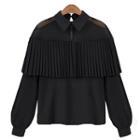 Pleated Panel Sheer Blouse