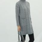 Patch-pocket Cable-knit Sweater Dress