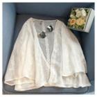 Lace Trim Chiffon Jacket White - One Size