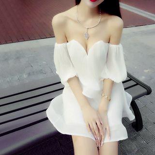 Short-sleeve Off Shoulder Party Dress