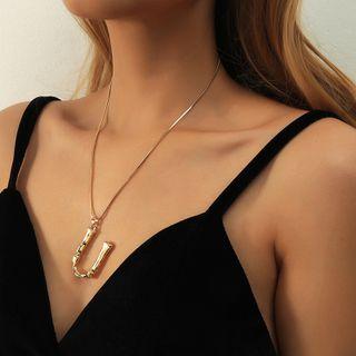 Letter U Pendant Alloy Necklace Gold - One Size