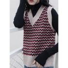 Chevron Stripe V-neck Sweater Vest