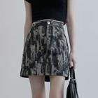 High Waist Distressed Denim Skirt