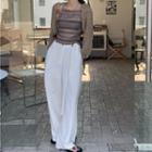 High-waist Drawstring Pants / Long-sleeve Cardigan / Printed Camisole Top