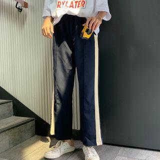 Color Block Elastic Waist Pants