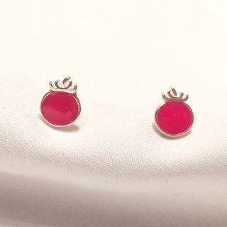 925 Sterling Silver Tomato Stud Earring 1 Pair - Silver Needle Earrings - One Size