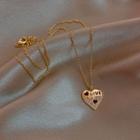 Heart Dangle Necklace Silver Rhinestone - Gold - One Size