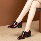 Rhinestone Block Heel Lace Up Shoes