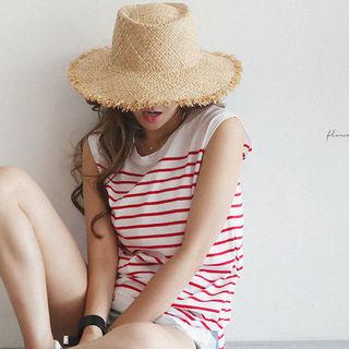 Sleeveless Round-neck Stripe Top