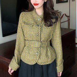 Striped Jacket / Midi A-line Skirt