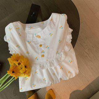 Cherry Printed Loose-fit Short-sleeve Dress