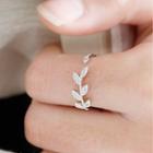 925 Sterling Silver Rhinestone Branches Open Ring White Gold - One Size