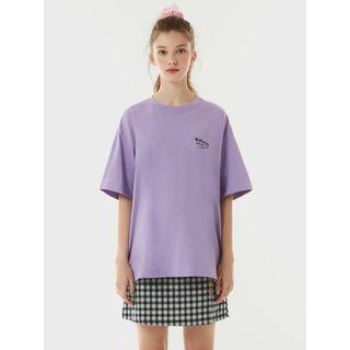 Letter-printed Cotton T-shirt Lavender - One Size