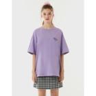 Letter-printed Cotton T-shirt Lavender - One Size