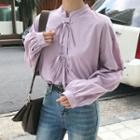 Lace-up Stand Collar Shirt