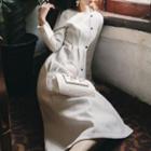 Long-sleeve Midi A-line Woolen Dress