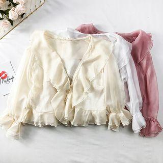 Ruffled Chiffon Crop Top