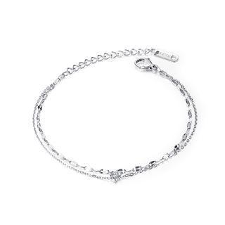 Simple And Fashion Geometric 316l Stainless Steel Double-layer Anklet With Cubic Zirconia Silver - One Size