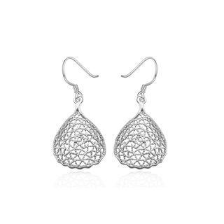Fashion Simple Hollow Water Drop Shaped Earrings Silver - One Size