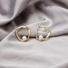 Faux Pearl Twisted Alloy Hoop Earring 1 Pair - E2468 - As Shown In Figure - One Size