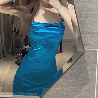 Sleeveless Shirred Satin Night Dress
