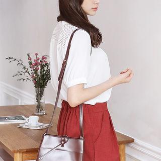 Lace-panel Elbow-sleeve Chiffon Blouse (l~xxl)