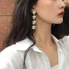Faux Pearl Heart Dangle Earring 1 Pair - Silver Steel - White - One Size