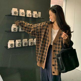 Oversize Houndstooth Cardigan