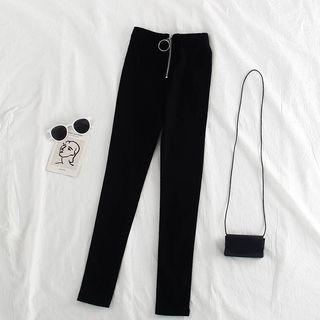 High-waist Zipped Slim Fit Pants