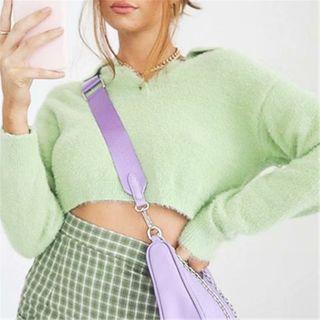 Mohair Polo-neck Cropped Sweater