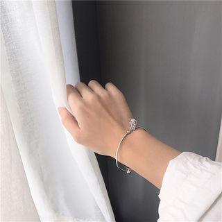 Rhinestone Cube Open Bangle