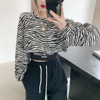 Set: Long-sleeve Zebra T-shirt + Camisole Top T-shirt - Zebra - Black & White - One Size / Camisole Top - Black - One Size