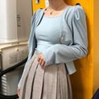 Set: Puff-shoulder Cardigan + Square-neck Camisole