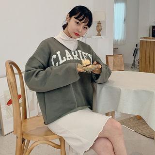 V-neck Letter Boxy Pullover