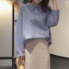 Plain Polo Sweater Blue - One Size