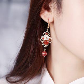 Gemstone Floral Dangle Earring / Clip-on Earring