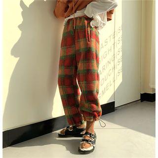 Plaid Fleece Harem Pants