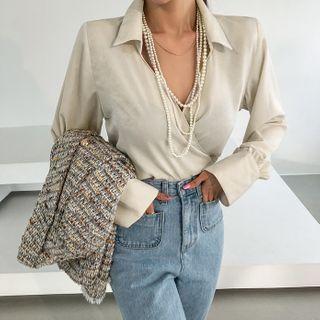 Surplice-wrap Short Shirt