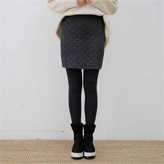 Inset Quilted Skirt Brushed Fleece Lined Leggings