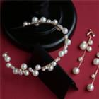 Wedding Faux Pearl Headband / Dangle Earring / Set