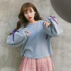 Bow Lantern Sleeve Sweatshirt