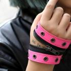 Faux Leather Zip Grommet Bracelet