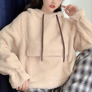 Fleece Loose-fit Plain Hoodie