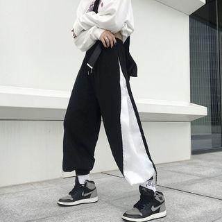 Drawstring Waist Panel Gather-cuff Sweatpants