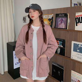 Plain Denim Jacket Pink - One Size