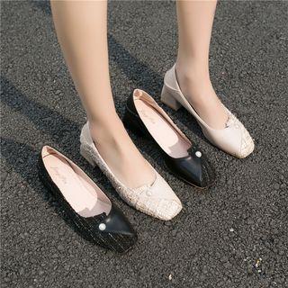 Tweed Panel Square-toe Flats