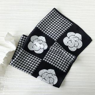 Printed Silk Scarf Black - 53x53cm - A406