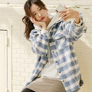 Flap-pocket Napped Plaid Shirt